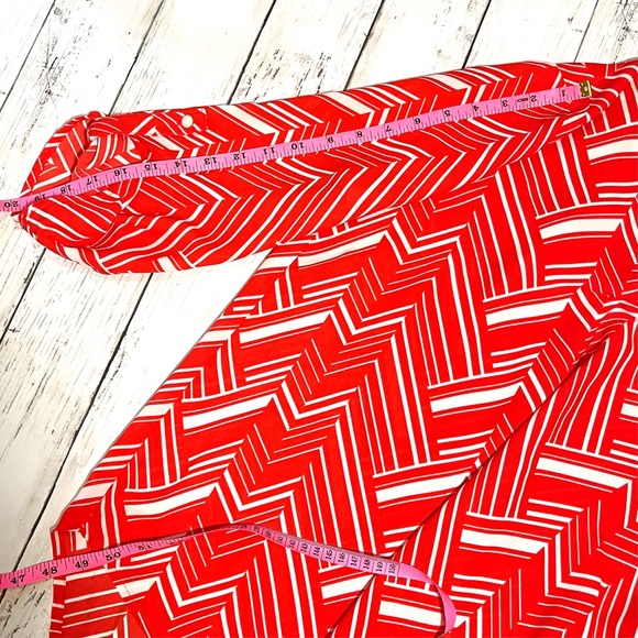 Cato Large Orange White Chevron Hi-lo split neck - Picture 5 of 6